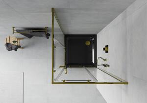 Mexen Rio čtvercový sprchový kout 90 x 90 cm, Průhledné, Zlatá + sprchová vanička Flat, Černá- 860-0