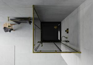 Mexen Rio čtvercový sprchový kout 70 x 70 cm, Grafitově černá, Zlatá + sprchová vanička Flat, Černá
