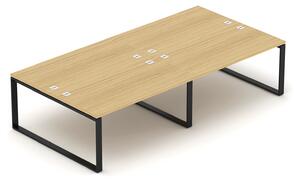 NABYTEK-DESIGNOVY.CZ - DEB212O - Kancelářský stůl EPIC (4.osoby), 240/280/320/360cm, kovová podnož O, dub/černá