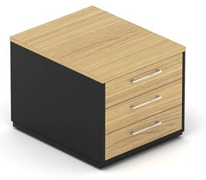 NABYTEK-DESIGNOVY.CZ - DEKB66 - Komoda kancelářská EPIC, 3 zás., 66cm délka, 60/80cm hloubka, dub/černá
