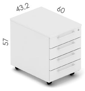 NABYTEK-DESIGNOVY.CZ - DEKP14 - Kontejner kancelářský EPIC, pojízdný, 4 zásuvky, hloubka 60cm, dub/černá