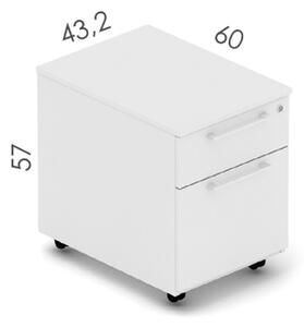 NABYTEK-DESIGNOVY.CZ - DEKP12 - Kontejner kancelářský EPIC, pojízdný, 2 zásuvky, hloubka 60cm, dub/černá