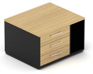 NABYTEK-DESIGNOVY.CZ - DEKB68LP - Komoda kancelářská EPIC, 3 zás., 96cm délka, 60/80cm hloubka, L/P, dub/černá