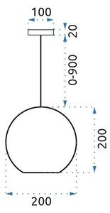 Toolight - Závěsná lampa koule 20cm LE03-1, chromová, OSW-00705