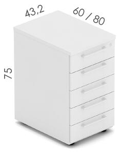 Kontejner kancelářský EPIC, stacionární, 5 zásuvek, hloubka 60cm (Kancelářský kontejner EPIC, stacionární, 5 zásuvek, hloubka 60cm)