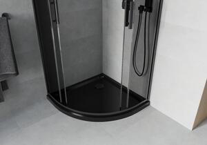 Mexen Rio půlkruhový sprchový kout 90 x 90 cm, Grafitově černá, Černá + sprchová vanička Flat, Černá