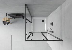 Mexen Rio čtvercový sprchový kout 90 x 90 cm, Průhledné, Černá + sprchová vanička Flat, Bílá