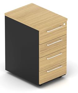 NABYTEK-DESIGNOVY.CZ - DEKP24 - Kontejner kancelářský EPIC, stacionární, 4 zásuvky, hloubka 60/80cm, dub/černá