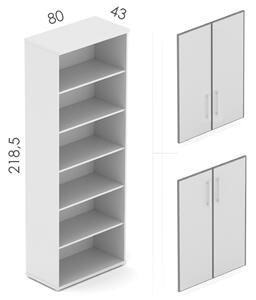 NABYTEK-DESIGNOVY.CZ - DE680 - Skříň kancelářská EPIC, 6 polic, volitelné skleněné dveře, výška 218,5cm, dub/černá
