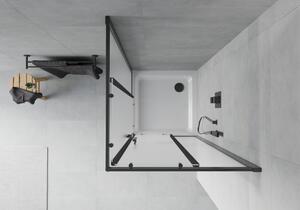 Mexen Rio čtvercový sprchový kout 70 x 70 cm, Vzor jinovatky, Černá + sprchová vanička Flat, Bílá
