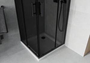 Mexen Rio čtvercový sprchový kout 80 x 80 cm, Grafitově černá, Černá + sprchová vanička Flat, Bílá