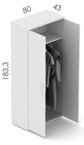 NABYTEK-DESIGNOVY.CZ - DE585U - Skříň kancelářská EPIC, 1 police, šatní, výška 183,3cm, dub/černá