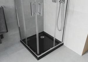 Mexen Rio čtvercový sprchový kout 80 x 80 cm, Průhledné, Chromovaná + sprchová vanička Flat, Černá