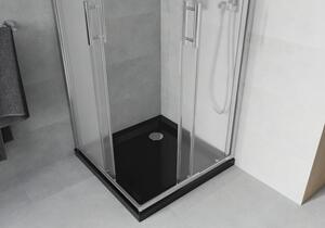 Mexen Rio čtvercový sprchový kout 70 x 70 cm, Vzor jinovatky, Chromovaná + sprchová vanička Flat, Če