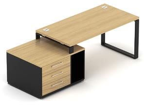 NABYTEK-DESIGNOVY.CZ - DEBZ3OLP - Kancelářská sestava EPIC Z3 O, volitelná délka stolu 160/180cm, volitelná varianta L/P, dub/černá