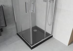 Mexen Rio čtvercový sprchový kout 80 x 80 cm, Vzor jinovatky, Chromovaná + sprchová vanička Flat, Če