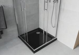 Mexen Rio čtvercový sprchový kout 70 x 70 cm, Průhledné, Chromovaná + sprchová vanička Flat, Černá