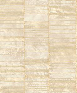 Luxusní béžová geometrická vliesová tapeta na zeď, 57402, Aurum II, Limonta