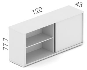 NABYTEK-DESIGNOVY.CZ - DE21221DP - Skříň kancelářská EPIC, 4 police, posuvné dveře, šířka 120cm, výška 77,7cm, dub/černá