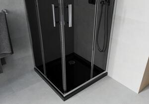 Mexen Rio čtvercový sprchový kout 80 x 80 cm, Grafitově černá, Chromovaná + sprchová vanička Flat, Č
