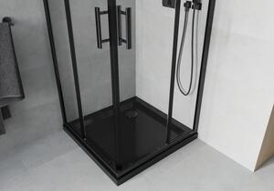 Mexen Rio čtvercový sprchový kout 80 x 80 cm, Průhledné, Černá + sprchová vanička Flat, Černá