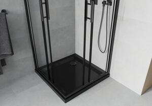 Mexen Rio čtvercový sprchový kout 70 x 70 cm, Průhledné, Černá + sprchová vanička Flat, Černá