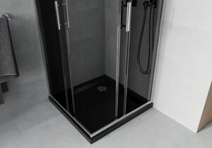 Mexen Rio čtvercový sprchový kout 70 x 70 cm, Grafitově černá, Chromovaná + sprchová vanička Flat, Č
