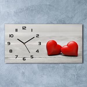 Skleněné hodiny na stěnu Srdce na dřevě pl_zsp_60x30_f_75821081