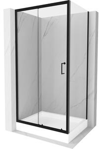 Mexen Apia rozsouvací sprchový kout 100 x 80 cm, Průhledné, Černá + sprchová vanička Rio
