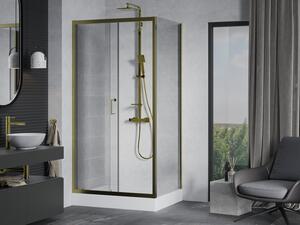 Mexen Apia rozsouvací sprchový kout 120 x 80 cm, Průhledné, Zlatá + sprchová vanička Rio