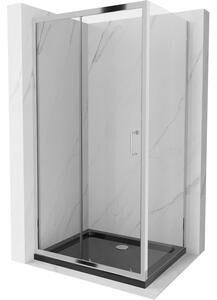 Mexen Apia rozsouvací sprchový kout 120 x 80 cm, Průhledné, Chromovaná + sprchová vanička Flat, Čern
