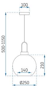 Toolight - Stropní svítidlo z kouřového skla 1xE27 60W APP442-CP, šedá, OSW-05631