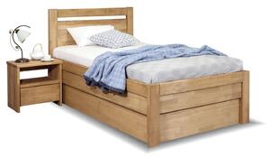 Zvýšená postel jednolůžko s úložným prostorem Klementin, masiv buk