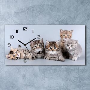 Moderní skleněné hodiny na stěnu Pět koček pl_zsp_60x30_f_75950374