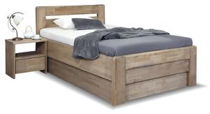 Zvýšená postel jednolůžko s úložným prostorem Primátor, masiv buk