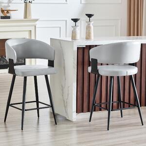 Jídelní židle, čalouněná, s opěradlem a područky, minimalistický design, styl Mid-Century (šedá)