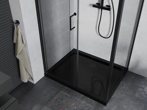 Mexen Apia rozsouvací sprchový kout 120 x 80 cm, Průhledné, Černá + sprchová vanička Flat, Černá