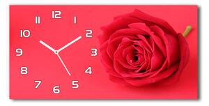 Skleněné hodiny na stěnu tiché Červená růže pl_zsp_60x30_f_77656963