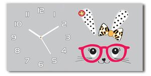 Skleněné hodiny na stěnu Králík v brýlích pl_zsp_60x30_f_77476697