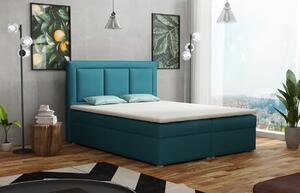 Americká postel boxspring CS34010, s matrací a úložným prostorem, tyrkysová, 140x200 cm