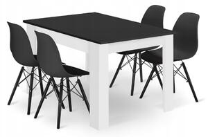 Černo-bílý jídelní set 1 + 4, stůl MADO 120x80 + židle YORK OSAKA