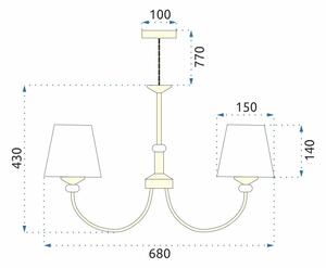 Toolight, stropní lampa 5xE14 APP1014-5CP, béžová, OSW-05557