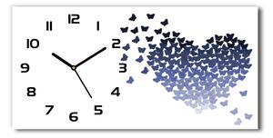 Skleněné hodiny na stěnu tiché Srdce z motýlů pl_zsp_60x30_f_78453445