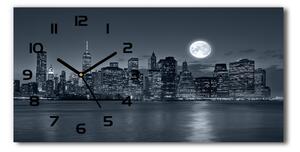 Skleněné hodiny na stěnu tiché New York noc pl_zsp_60x30_f_78010897