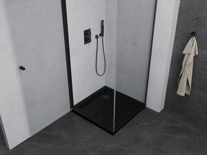 Mexen Pretoria otočný sprchový kout 90 x 90 cm, průhledné, Černá + vanička do sprchového kouta Flat