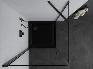 Mexen Pretoria otočný sprchový kout 70 x 70 cm, průhledné, Černá + vanička do sprchového kouta Flat