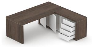 NABYTEK-DESIGNOVY.CZ - DLZ7 - Manažerská sestava stolu s komodou SOLID Z7, volitelná délka stolu 160/180/200cm, jilm royal/bílá