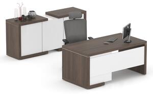 NABYTEK-DESIGNOVY.CZ - DLZ13 - Manažerská sestava stolu se skříní SOLID Z13, volitelná délka stolu se zásuvkami, jilm royal/bílá