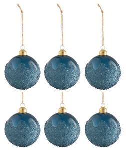 Sada 6 ks modrých vánočních ozdob Sugar Blue - Ø 8 cm - J-Line by Jolipa