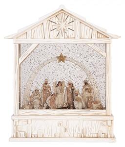 Bílá plastová vánoční dekorace s LED světlem a hudbou – 22x7x25 cm